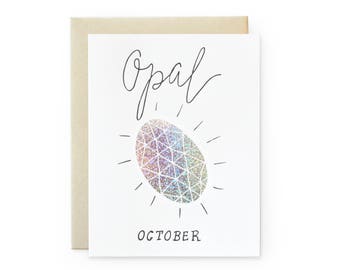 Opal/October - letterpress card