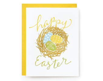 Happy Easter Nest - letterpress card