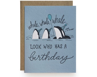 Whale Whale Whale - letterpress card