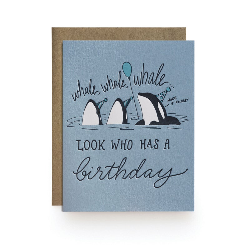 Whale Whale Whale letterpress card image 1