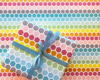 Happy Hex Gift Wrap - 3 Single Sheets
