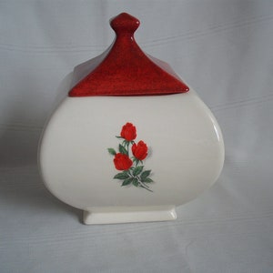 Ceramic Square Cremation Urn / With Red Roses