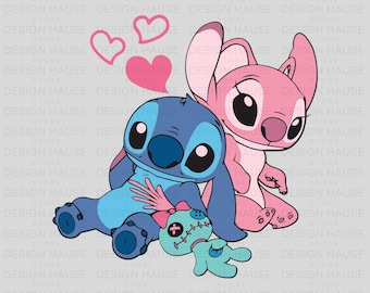 Stitch and Angel SVG, Stitch Svg, Stitch Couple Svg, Png, Stitch Love Svg, Angel, Stitch With Angel Svg Png
