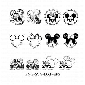Disney 2025 Family Vacation SVG PNG | Mickey & Minnie Ears | Disneyland Trip Cut File Bundle | Custom T‑Shirt Decal Design