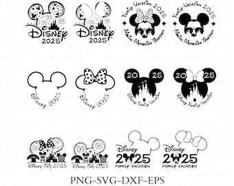 Disney 2025 Family Vacation SVG PNG | Mickey & Minnie Ears | Disneyland Trip Cut File Bundle | Custom T‑Shirt Decal Design