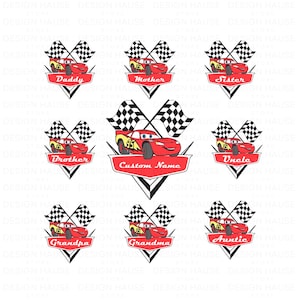 Personalized Cars Lightning McQueen Family Trip PNG SVG – Lightning McQueen Design, Matching Shirt Clipart, Race Theme Digital Download