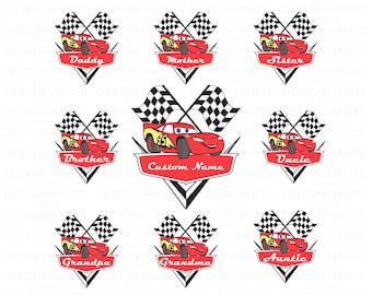 Personalized Cars Lightning McQueen Family Trip PNG SVG – Lightning McQueen Design, Matching Shirt Clipart, Race Theme Digital Download
