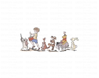 Retro Winnie The Pooh PNG, Vintage Pooh Bear Walking Clipart, Hundred Acre Wood Friends, Classic Disney Sublimation, Digital Download