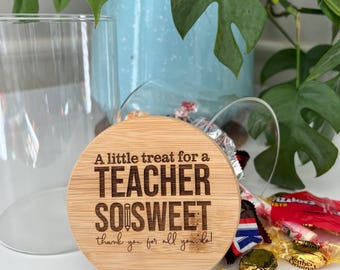 Teacher Appreciation Gift, Teacher Appreciation Candy Jar, Personalized Teacher Jars, Engraved Teacher Thank You Gift, Teacher End of Year
