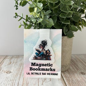 Magnetic Bookmarks, Books & Coffee Bookmarks, Girl Bookmarks, Bookmarks, Unique Bookmarks, Custom Magnetic Bookmark, Gift for Book Lover