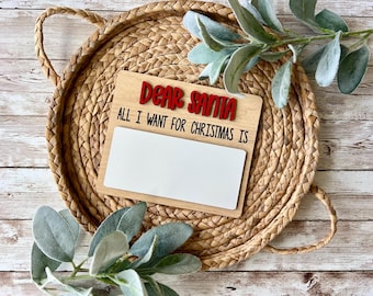 Dear Santa Dry Erase Board | Reusable Christmas Wish List Sign | Kids Santa Letter Board | Holiday Tradition | Family Christmas Tradition
