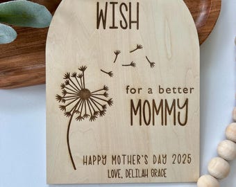 Mother’s Day Sign, Mother’s Day Keepsake, Mother’s Day Gift, Dandelion Wish Sign, Dandelion, Fingerprint Keepsake, Gift for Mom, Custom Gift
