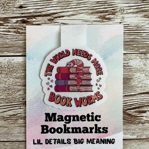 Magnetic Bookmarks, Bookworm Bookmarks, Bookmarks, Unique Bookmarks, Custom Magnetic Bookmark, Gift for Book Lover