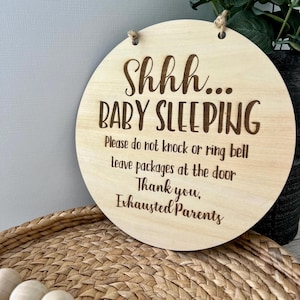 Shh Baby Sleeping Sign, Wooden Door Sign, Do Not Knock or Ring Doorbell Sign, Wooden Door Sign For Parents, Baby Shower Gift