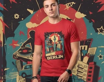 Koszulka retro Berlin: Koszulka z grafiką miejską, pamiątka z podróży po Niemczech
