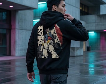 Bluza z kapturem Gundam: unisexowa bluza z kapturem z anime z lat 90.