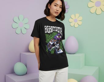 Koszulka z grafiką Beartooth Skull Mushroom, koszula w stylu vintage rock streetwear