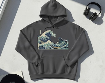 Bluza z kapturem Vintage Godzilla Wave – japońska sztuka unisex