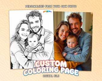 Custom Coloring Book Pages, Personalized Photo To Coloring Page, Digital File, Printable Coloring Book, Wedding Coloring Book, Gift For Kids