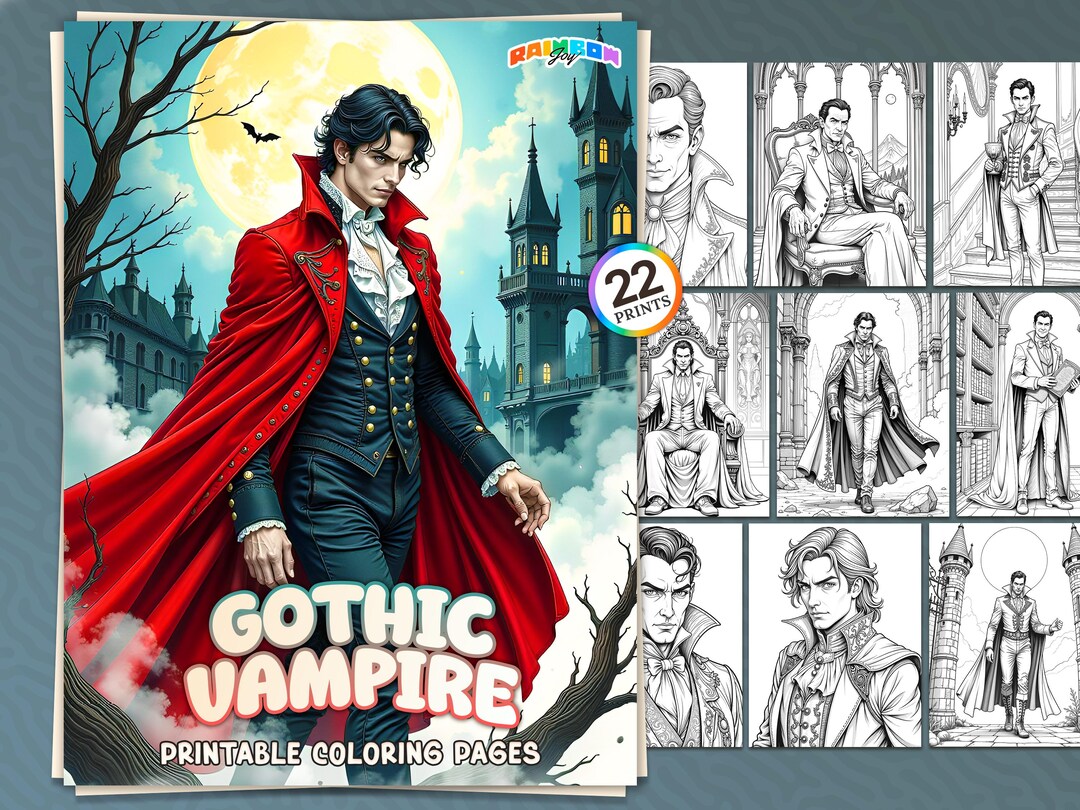 22 Gothic Vampire: Coloring Book Dark and Elegant Vampire Pages ...