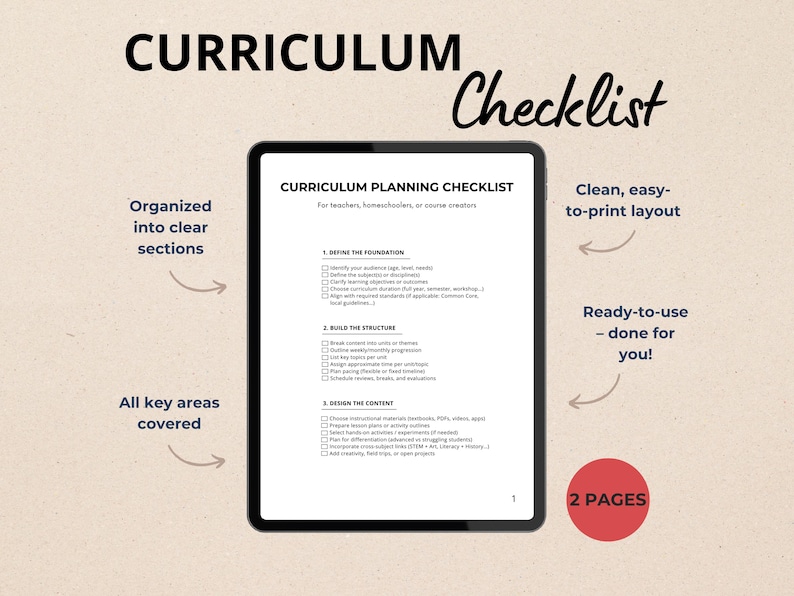 Curriculum Checklist, Syllabus Template, Done for You Course ...