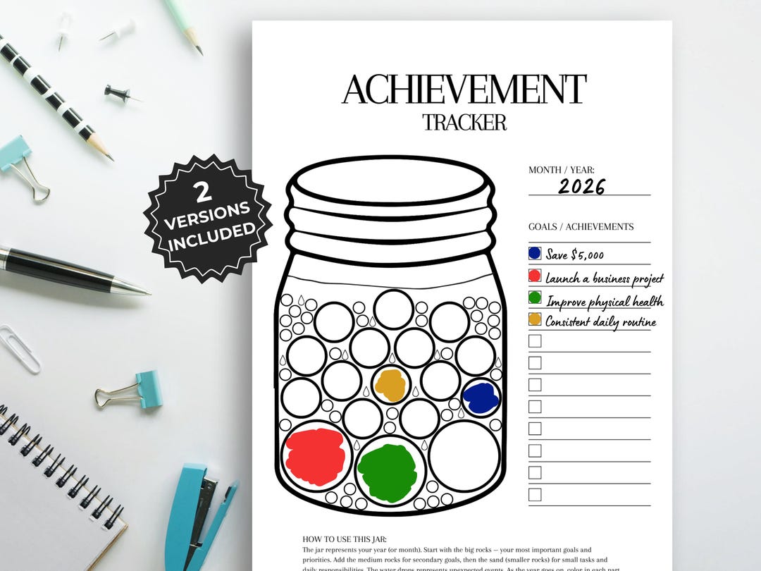 Achievement Tracker, Accomplishment Journal, Goal Setting Worksheet - Etsy