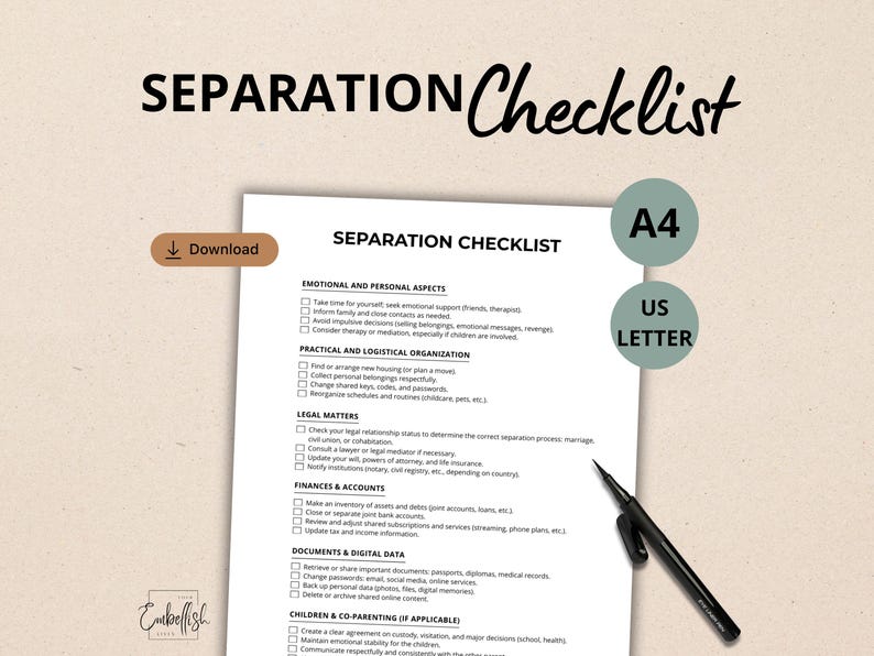 Relationship Separation Checklist.pdf Divorce Checklist, Coping With Separation Anxiety, Finally Healing ...