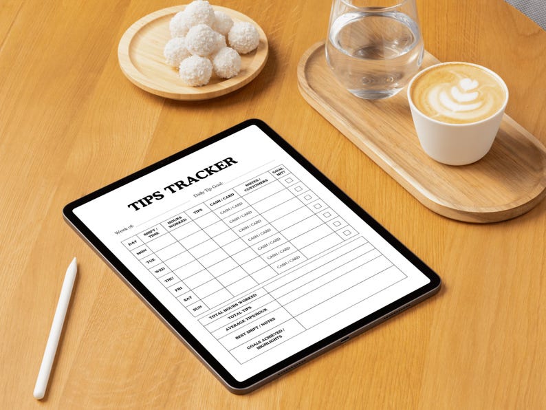 Table Tip Tracker Tips Tracker, Server Tips Tracking, Waitress Gift, Restaurant Template ...