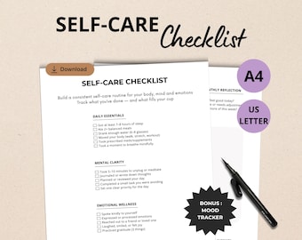 Self-care Checklist, Daily Holistic Workbook, Types of Self Care, Reminder cards, ADHD Journal, Mom Postpartum Plan, Digital Product