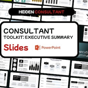 Consultant Toolkit: Executive Summary Slides | McKinsey Style PowerPoint Template | Black & White | Editable Presentation | Instant Download
