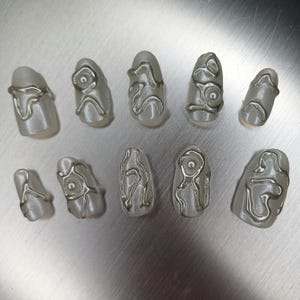 Y2K cybergrunge CHROOM pers op nagels -3d nail art/pareledelstenen-