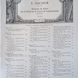 Andante de Salon (Lammermoor) by J. ASCHER Op. 27, Pulisher: G. Schirmer, NY 1916