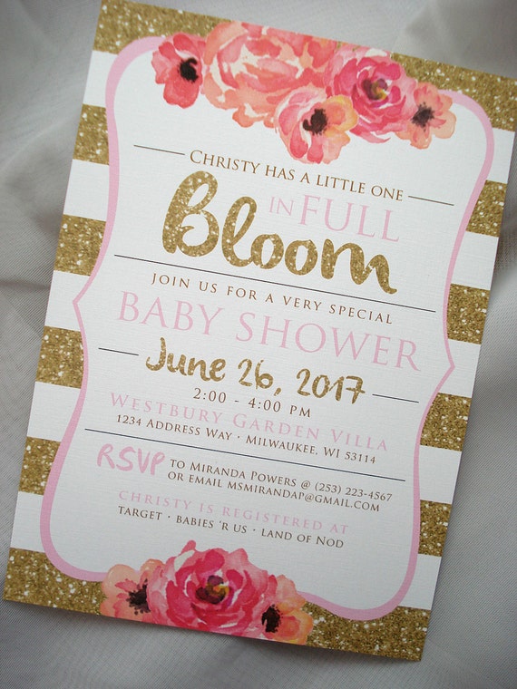 in full bloom baby shower invitations
