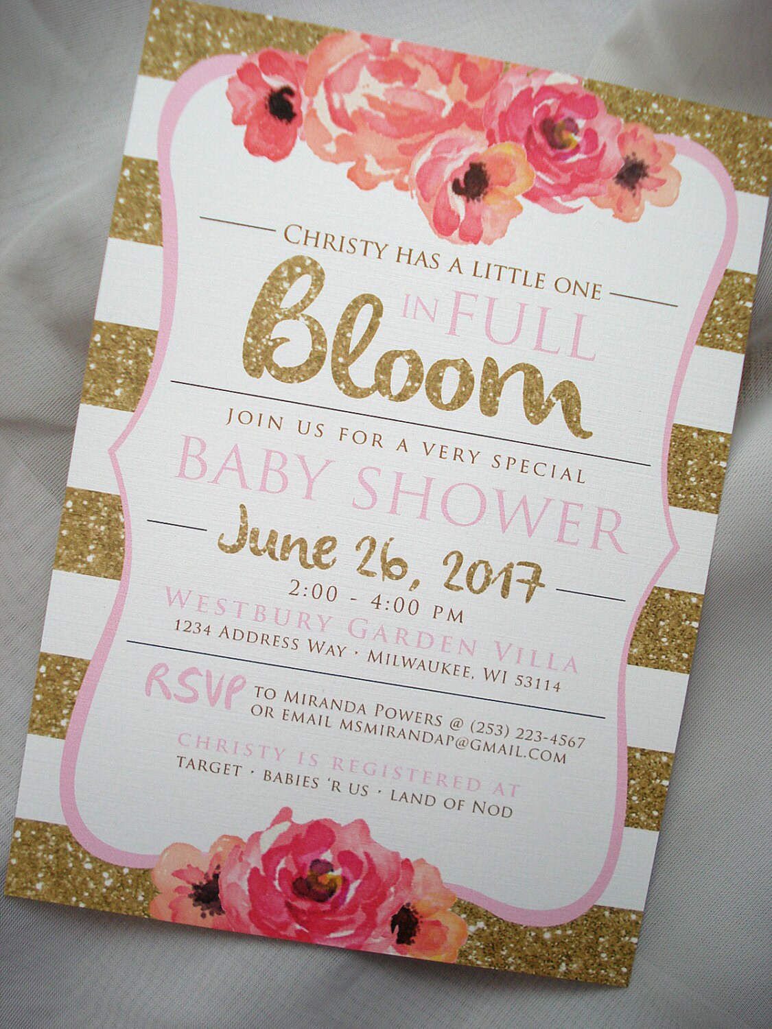 In Full Bloom Baby Shower Floral Baby Shower Invitation Gold Etsy In Full Bloom Baby Shower Floral Baby Shower Invitation Gold Etsy