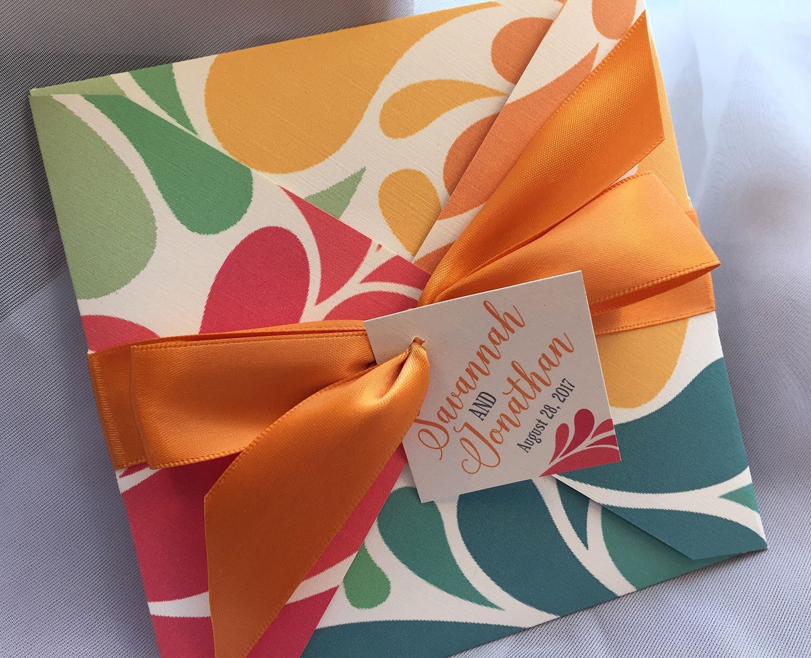 JUBILEE Square Pocket Fold Wedding Invitation Sample Etsy