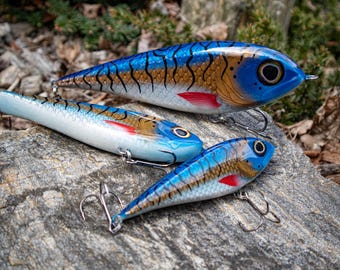 Leurre De Pêche Hauturière En Bois Fait Main - Modèle D476 "Uncle Ed's" - Longueur 4,5 Pouces, Poids 1 1/4 Oz - Pour Brochet, Muskie, Eau Douce Et Salée