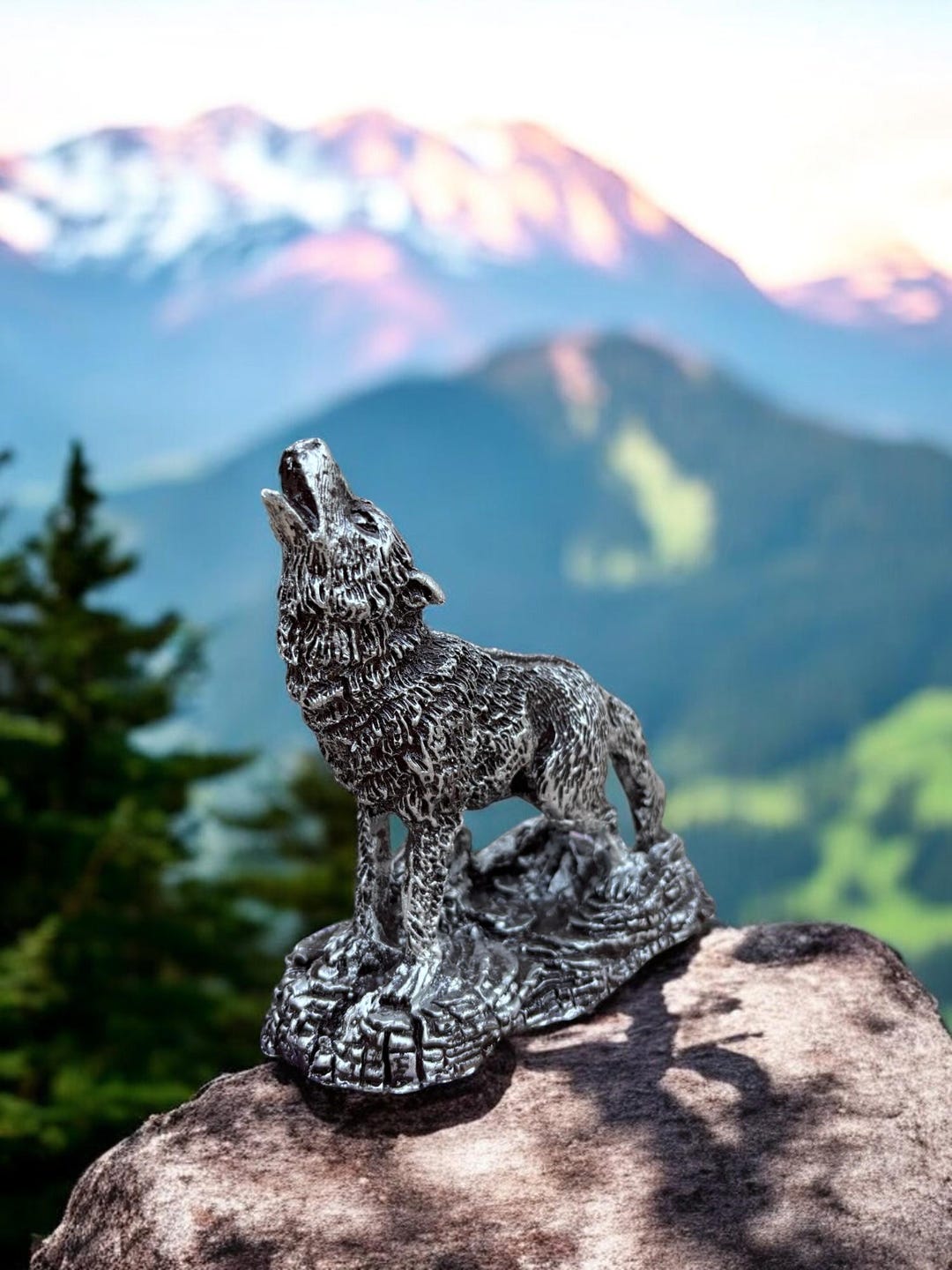 Rustic Wolf Howling Wolf Sculpture – Handmade Rustic Wildlife Decor, Nature ...