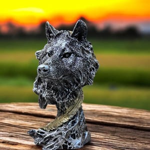 Wolf - Handgefertigte Wolfskopf Skulptur - Rustikales Wildtier Dekor