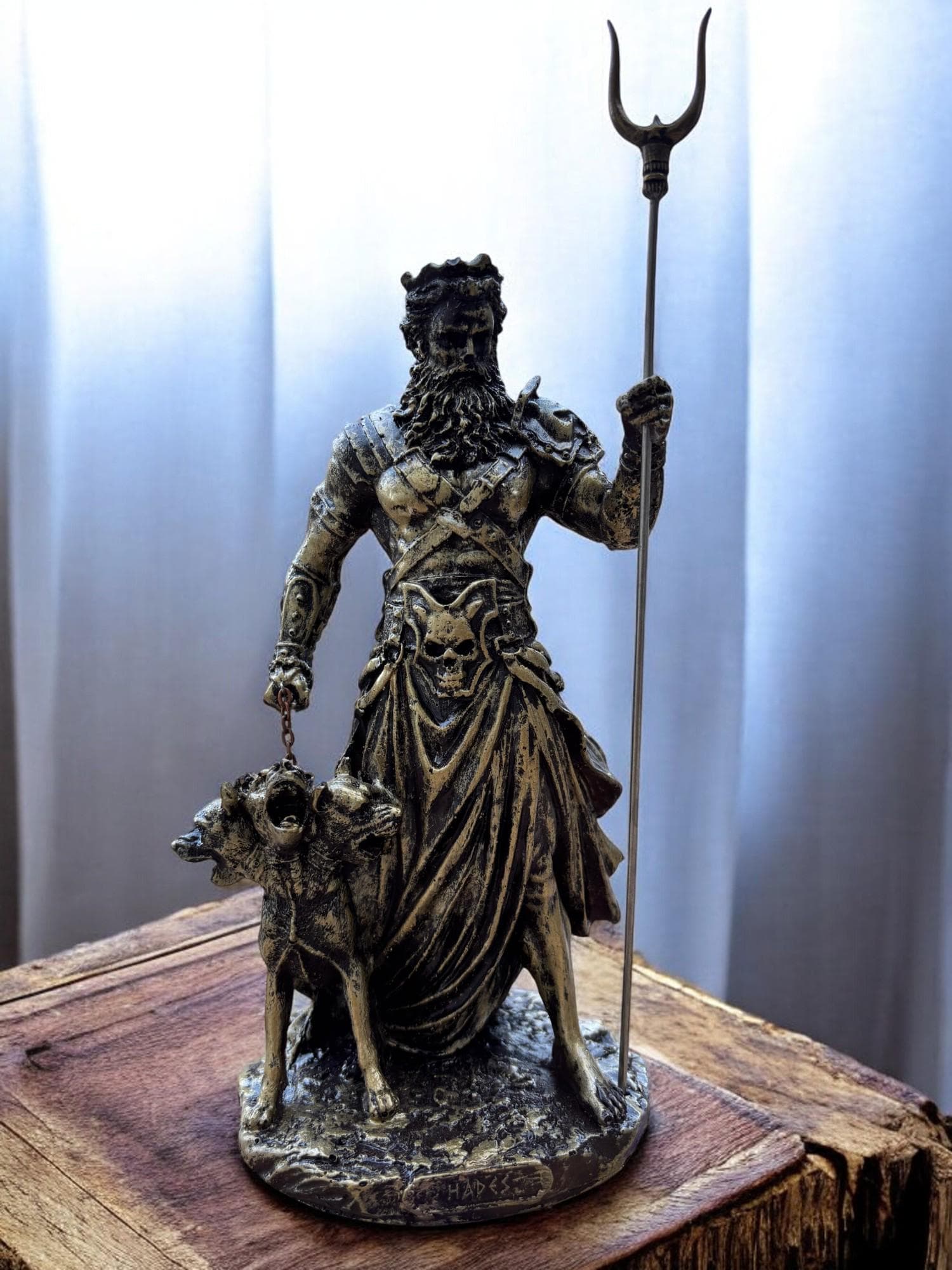 Hades And Cerberus Statue Greek Mythology God Statue Silver finish hades-and-cerberus-statue-greek-mythology-god-statue-silver-finish