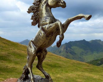 Estatua de caballo encabritado - Escultura de semental de bronce - Decoración de arte ecuestre