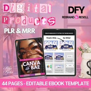 PLR MRR Ebook 44 Pages - Done For You Resell Digital Products, Passive Income, Master Resell Rights, Digital Products,Ebook Template Canva