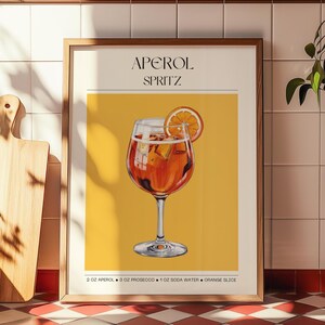 Wydruk Aperol Spritz, Sztuka przepisu na koktajle, Dekoracja wózka barowego, Znak firmowy drinka, Wydruk Cheers, Dekoracja ścienna kuchni, Pobieranie cyfrowe