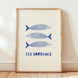 Sardines Print Sardine Tin Retro Sardines Wall Art Vintage Fish Print Sardines Art Print Fisherman Aesthetic Beachy Wall Art Canned Sardines
