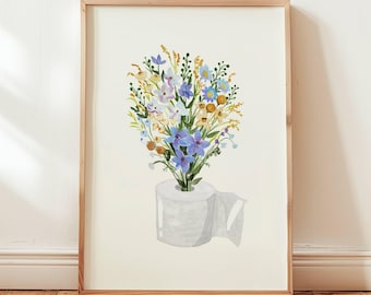 Toilet Paper Roll Plant Print, Watercolor Art, Funny Bathroom Wall Art, Botanical Print, Minimalist Wall Art, Toilet Print, Digital Download