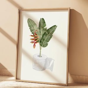 Rouleau de papier toilette, impression végétale, aquarelle, art mural drôle de salle de bain, impression botanique, art mural minimaliste, impression toilette, téléchargement numérique