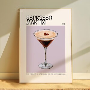 Espresso Martini Druck, Cocktailrezepte Poster, Bar Warenkorb Dekor, Retro trendige Wandkunst, ästhetisches Poster, Küchen Wandkunst, digitaler Download