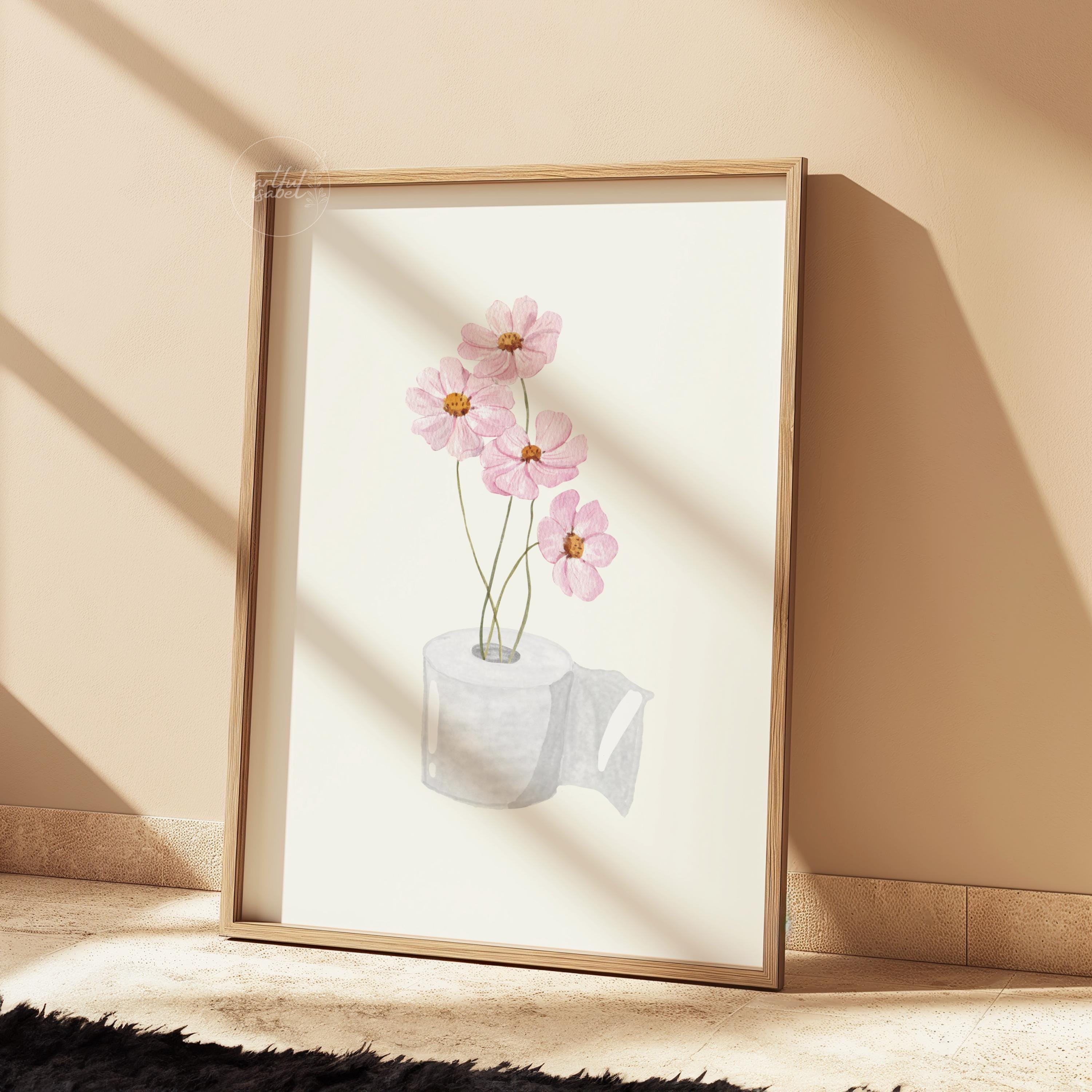 Toilet Paper Roll Plant Print, Watercolor Art, Funny Bathroom Wall Art ...