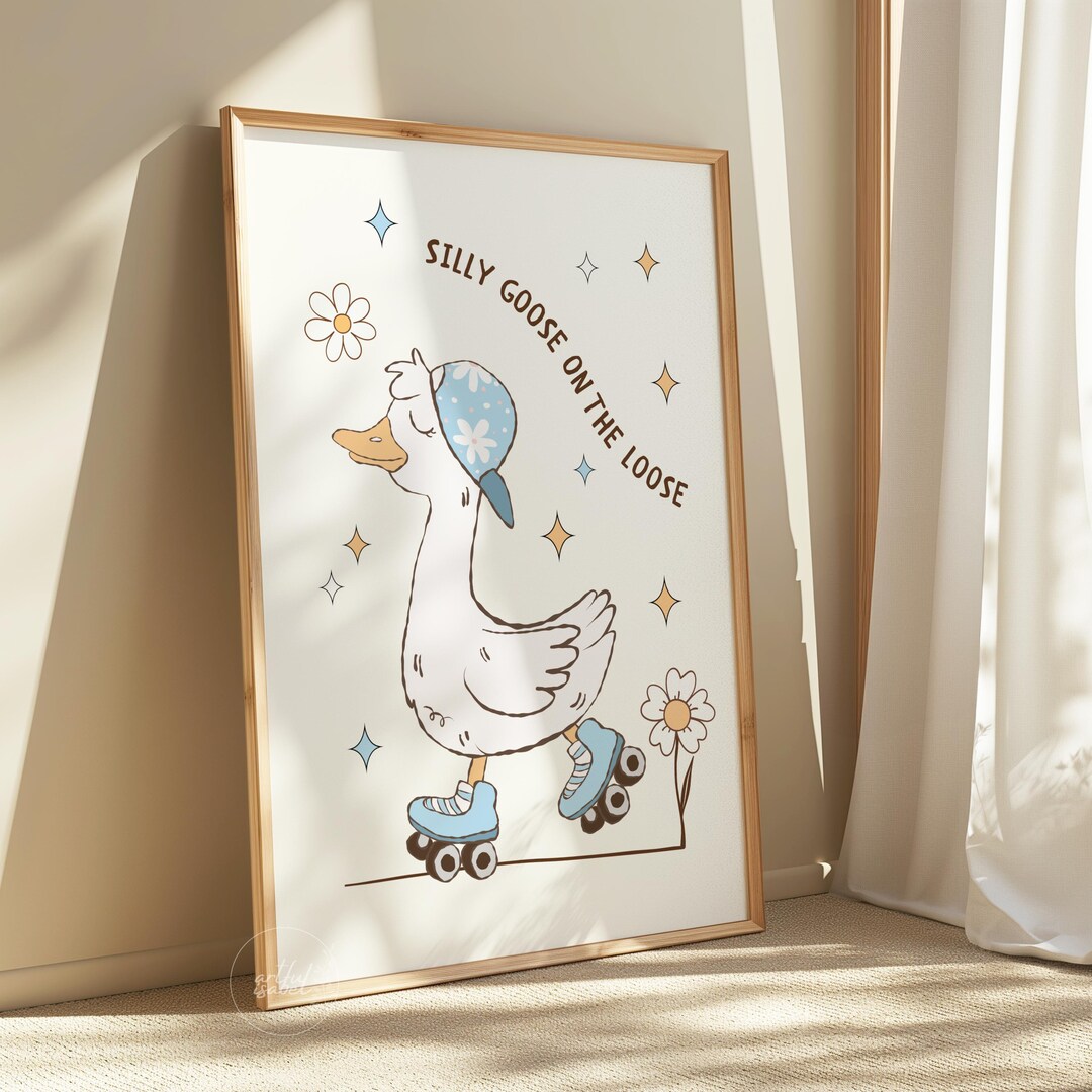 Silly Goose Wall Art, Boys Bedroom Decor, Cute Goose Poster, Baby Boy ...