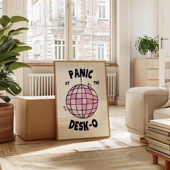 Panic At The Desko Print, Cubicle Decor, Funny Office Wall Art, Home Office Wall Art, Desk Decor, Mental Health Decor, Digital Download