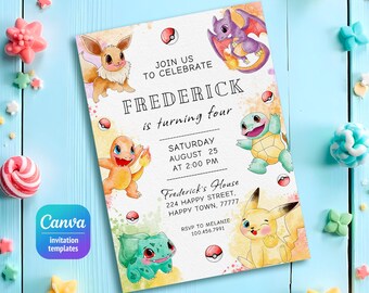 Printable Birthday Invitation, b-day invite, editable invitation, anime birthday invite, Instant Download
